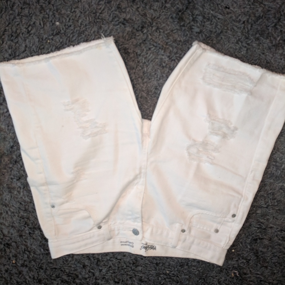 White distressed shorts
